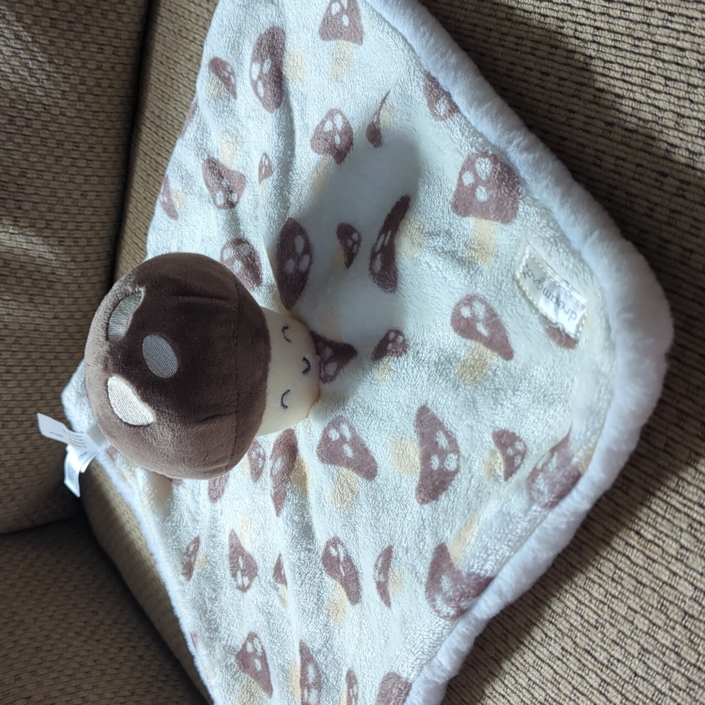 Dreamgro Plush Mushroom Baby Security Blanket Buddy Brown Cream